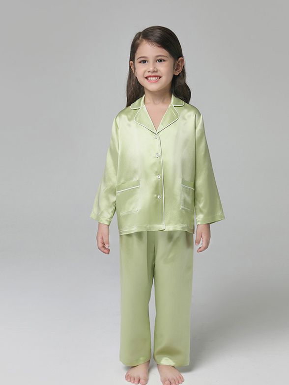 19 Momme Kids Silk Pajamas Set Boys and Girls Silk PJs